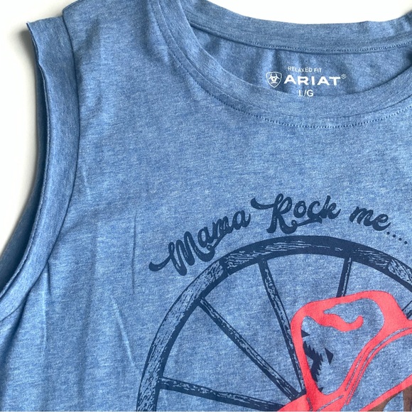 S O L D Ariat | Mama Rock Me Western Tee Shirt Blue - Picture 7 of 10